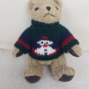 Teddy Bear Plush Stuffed Toy Red white blue Sweater Tan Hugfun International‎ 6"